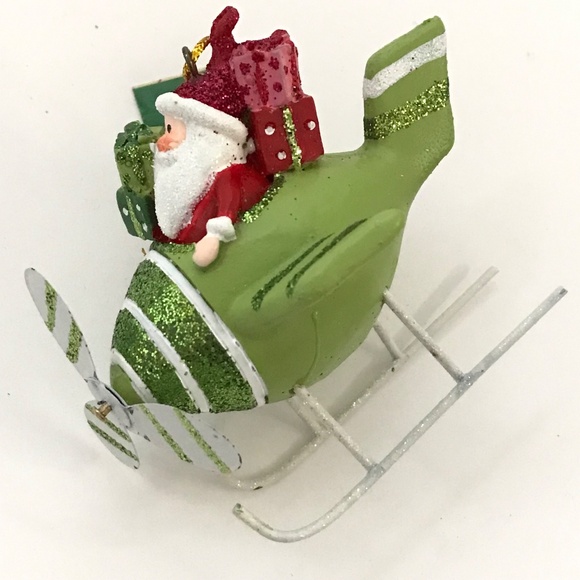 KURT ADLER Santa Ornament Whimsical Christmas Ornament Flying Plane NWT - Picture 8 of 15